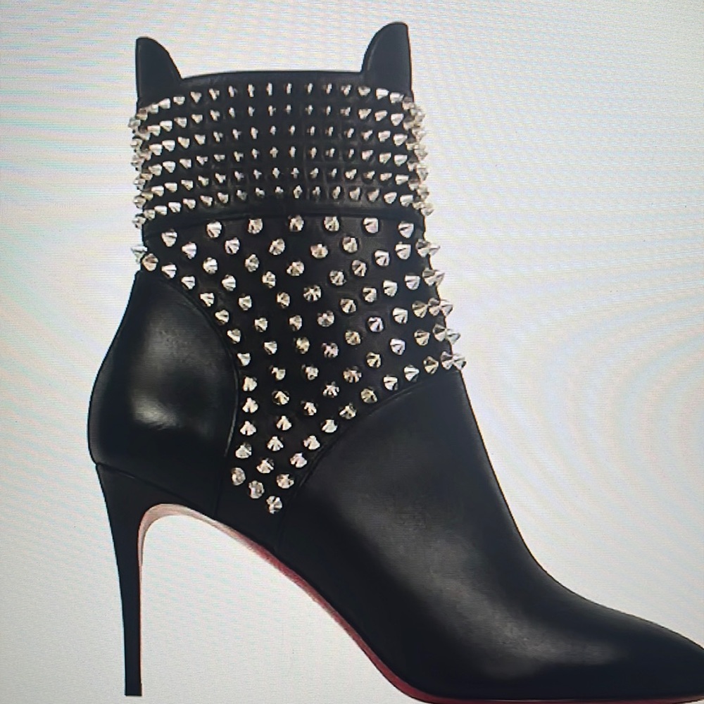 Christian LOUBOUTIN Studdef Leather Hongroise Booties 85